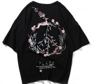 screen printing deer cherry men t shirt harajuku t-shirt short sleeve hip hop o neck t-shirt tshirt man
