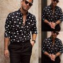 shirt camisa masculina men’s shirt camisas hombre chemise homme streetwear cami loose casual long-sleeved polka dot