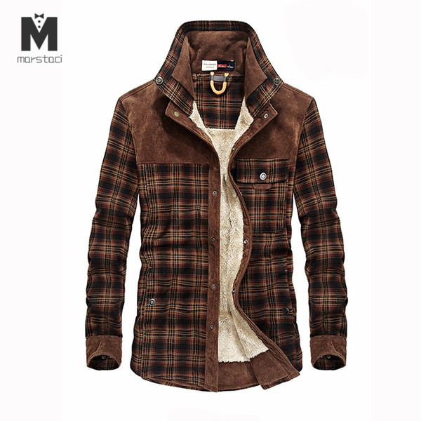 shirt men casual shirts winter wool fleece thick warm male plaid corduroy shirts camisa masculina chemise homme