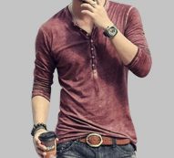 shirt men cotton shirt full sleeve men solid color shirts & tees mandarin collar long