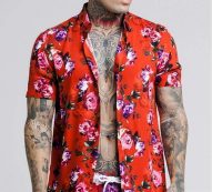 siksilk red all over rose men’s shirt