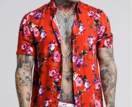 siksilk red all over rose men’s shirt