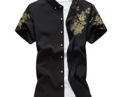silk cotton men’s shirt 2020 summer fashion printed casual shirt short sleeve slim business men’s size m-7xl