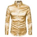 silk satin shirt men 2017 white men shirt long sleeve slim fit male emulation silk casual button down mens dress shirts