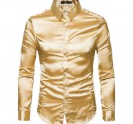 silk satin shirt men 2017 white men shirt long sleeve slim fit male emulation silk casual button down mens dress shirts