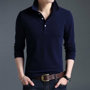 sleeve men's shirt long 2021 new fashion spring and autumn cotton lapel pure color t-shirt plus size 4xl