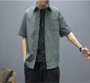sleeve shirts mens designer shirts mens regular length pure color homme turn down collar long