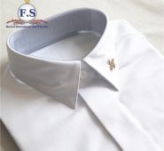 slim fit cotton lycra poplin men dress shirt with bee embroidery at the collar, long sleeve1