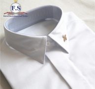 slim fit cotton lycra poplin men dress shirt with bee embroidery at the collar, long sleeve1