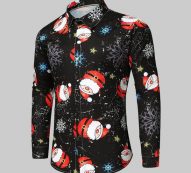 snowflakes santa candy printed men’s shirts camisa casual slim fit men women shirts christmas blouse camisa social masculina