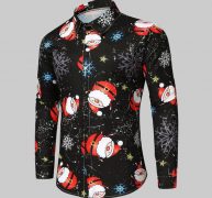 snowflakes santa candy printed men’s shirts camisa casual slim fit men women shirts christmas blouse camisa social masculina
