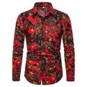 social men’s shirt long sleeve fashion flower cotton linen shirts men floral casual blouse men plus size