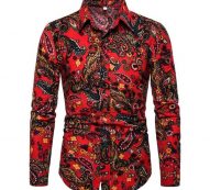 social men’s shirt long sleeve fashion flower cotton linen shirts men floral casual blouse men plus size