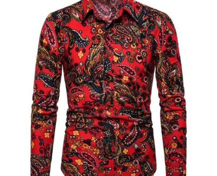 social men’s shirt long sleeve fashion flower cotton linen shirts men floral casual blouse men plus size
