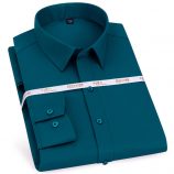 spandex stretch mens dress shirts solid long sleeved soft casual male shirts easy care no breast pocket formal mens work