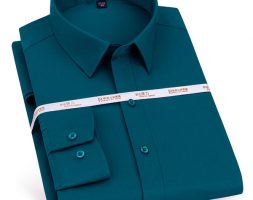 spandex stretch mens dress shirts solid long sleeved soft casual male shirts easy care no breast pocket formal mens work