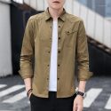 spring and autumn men’s shirt fashion solid color long sleeve shirt men’s korean version slim casual