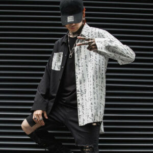 spring summer mens irregular shirt fashion streetwear hip hop black white patchwork shirt men clothes tyga last kings clothing