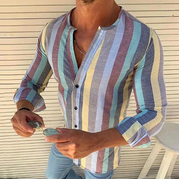 striped casual mens desiger shirts long sleeve mens social and holiday shirt mens fashion clothing