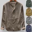 summer casual men’s shirt loose linen long sleeve button shirt loose casual shirts new beach style plus size