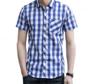 summer fashion shirts men casual short sleeve blue plaid shirt big size men dress shirts 5xl 6xl 7xl