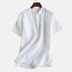 summer men's shirts cool thin breathable solid color button cotton shirt blouse short sleeve shirts clothes camisa masculina