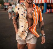 summer men’s shirts ethnic style vintage printing short sleeve loose korean clothes casual dress shirts men camisa masculina1