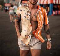 summer men’s shirts ethnic style vintage printing short sleeve loose korean clothes casual dress shirts men camisa masculina1