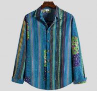 summer men’s shirts ethnic style vintage printing short sleeve loose korean clothes casual linen shirts men camisa masculina