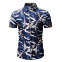 summer shirt mens casual fashion flower color short sleeved shirts male silk cotton shirts plus size m-3xl