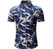 summer shirt mens casual fashion flower color short sleeved shirts male silk cotton shirts plus size m-3xl