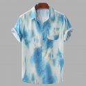 summer tie dye men’s shirt fashion casual turn-down collar brand long sleeve hawaiian shirts men camisa plus size 2020