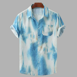 summer tie dye men's shirt fashion casual turn-down collar brand long sleeve hawaiian shirts men camisa plus size 2020