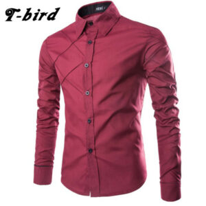 t-bird 2017 new brand dress shirts mens striped shirt cotton slim fit chemise long sleeve shirt men shirts camisa masculina xxxl