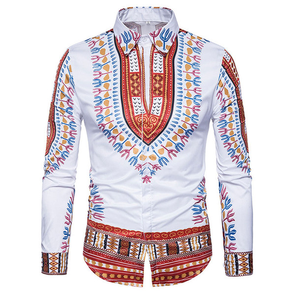 traditional african dashiki shirt men 2017 3d print men shirt long sleeve slim fit male shirts casual coon mens dress shirts