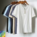 tshirt men summer fashion mens t shirt japanese style linen thin large size men’s short sleeve t-shirt vintage