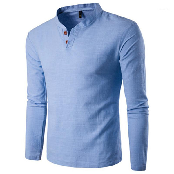 v neck mens designer shirts fashion solid color long sleeve shirts with button mens casual spring