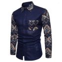 vinatge slim fit men’s shirts long sleeve business casual patchwork men shirts 5xl plus size summer single breasted a4341