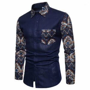 vinatge slim fit men's shirts long sleeve business casual patchwork men shirts 5xl plus size summer single breasted a4341