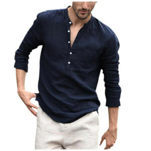 vintage men linen shirt long sleeve solid casual men's shrit spring camisa chemise homme button up mens shirts