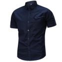 vogue camisa masculina men’s shirt casual fashion pure color cotton short sleeve loose shirt