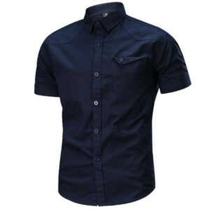 vogue camisa masculina men's shirt casual fashion pure color cotton short sleeve loose shirt