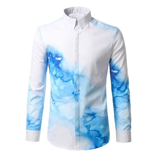 vogue men's shirt tide new vogue casual shirts buttons turn-down collar slim fit long sleeve shirt blouse chemise homme