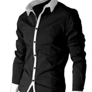 wholesale- 2016 mens slim fit unique neckline stylish dress hit color square collar long sleeve shirts mens cotton shirts