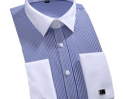 wholesale-2016 new cufflinks men dress shirts fashion wedding french cuff formal business stripe shirts st0025