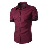 wholesale- 2016 summer new men shirts casual short sleeve solid shirt cotton twill slim fit mens dress shirts camisa masculina