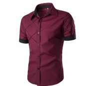 wholesale- 2016 summer new men shirts casual short sleeve solid shirt cotton twill slim fit mens dress shirts camisa masculina