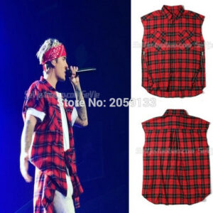 wholesale- hip hop mens dress shirts tartan brand clothing clothes short sleeve red plaid men shirt