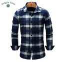 wholesale- jungle zone european size men’s shirt fashion denim shirts classic lattice design long sleeve mens plaid shirt 2017 new fm08