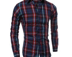 wholesale- new 2017 mens summer fashion classic slim fit plaid shirt male casual long sleeve grid shirts clothing sizem- xxl